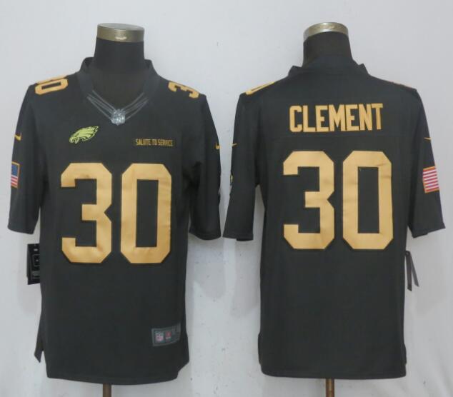 Men Philadelphia Eagles #30 Clement Gold Anthracite Salute To Service Nike Limited NFL Jerseys